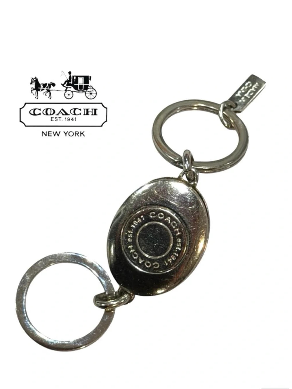 Coach Legacy Y2K Oval Turnlock fob double valet keychain bag charm - like New - Picture 4 of 6